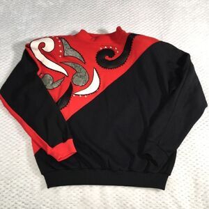 Retro Vintage 80's 90's Sweatshirt by EXTRAVAGANZA sz Large Black and Red.